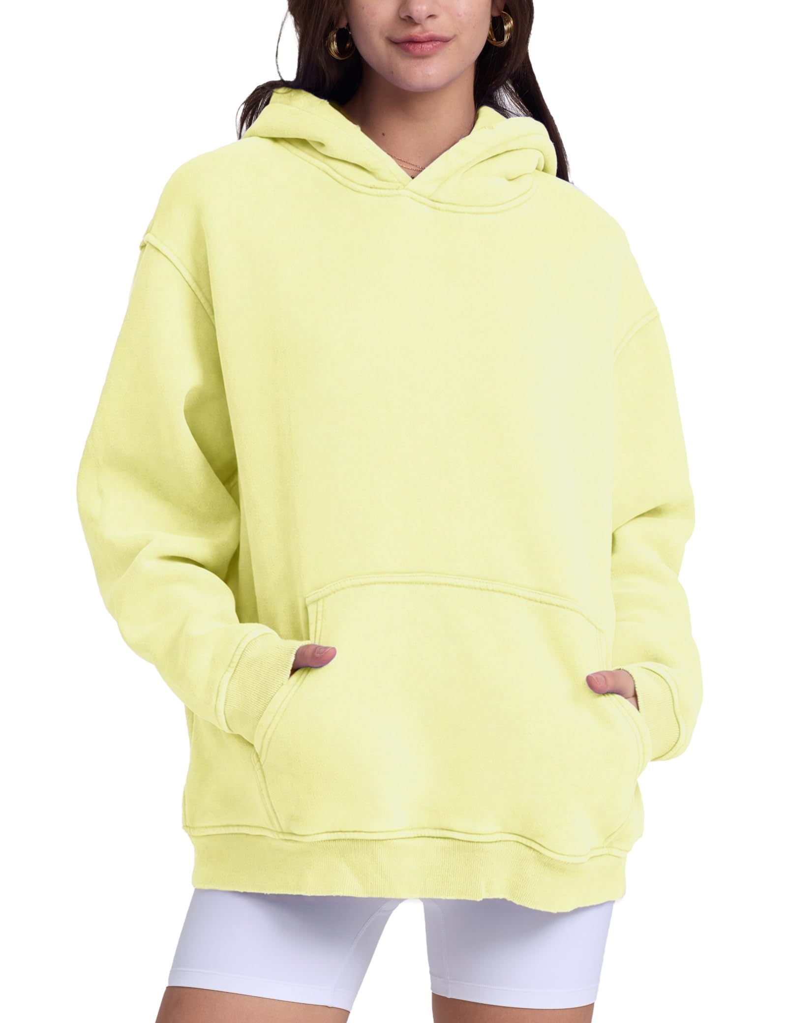 FAIABLE Womens Oversized Acid Wash Hoodie Unisex Heavyweight Fleece Cotton Hoodies Vintage Washed Sweatshirt for Women