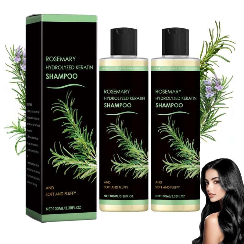 Rosemary Hair Growth Shampoo,Rosemary Hydrolyzed Keratin Shampoo, Nourishes and Regenerates Hair for Thinning Hair & Hair Loss for Women and Men (Pack