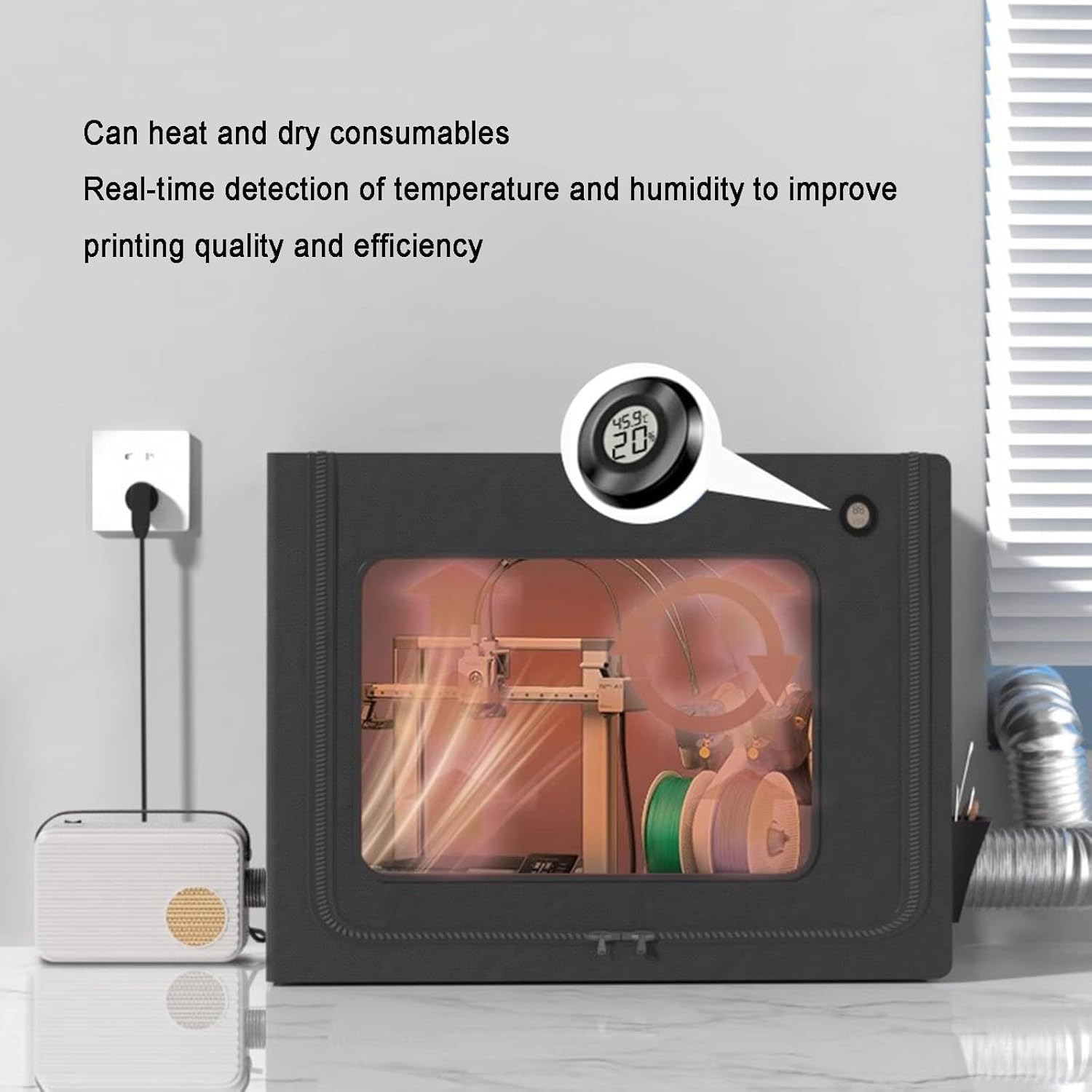 Custodia for Stampante 3D Kit di Ventilazione, Luce LED e essiccatore