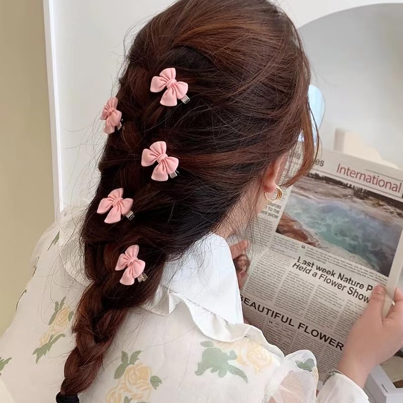 Miniatura 2 de Mini clip de lazo rosa para pasadores de pelo, pasadores de lazo para el cabello de gelatina, pasadores laterales para lazos para el cabello para