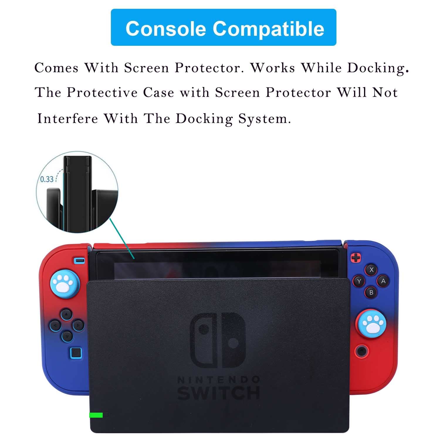 Etui dokowalne do Nintendo Switch - COMCOOL 3 w 1 pokrowiec ochronny na Nintendo Switch i kontroler Joy-Con z osłoną ekranu - czerwony niebieski