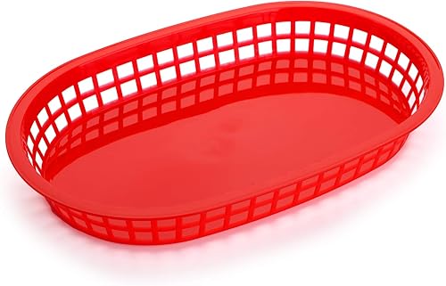 Miniatura 7 de Cedilis Paquete de 40 cestas de comida rápida, cestas de plástico negro de 10.5 x 7 pulgadas, bandeja de servicio de alimentos para perros