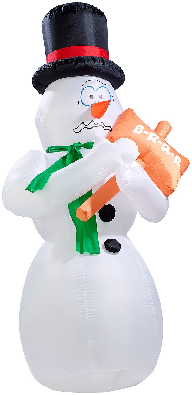 infactory XXL Schneemann: Selbstaufblasender Bibber-Schneemann, 1,80m (Weihnachtsdeko-aussen Figuren, Weihnachtsdeko, Deko)