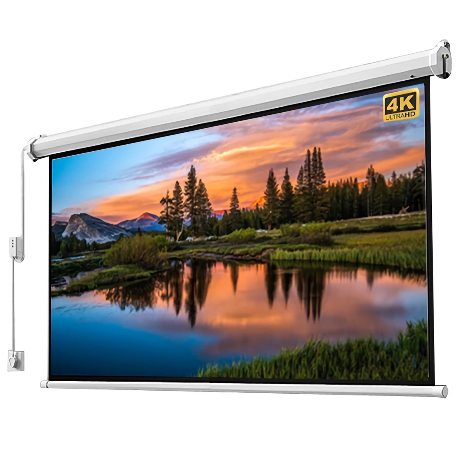 Schermo per Proiettore Motorizzato da 60 Pollici,Schermo di Proiezione a Scomparsa HD 4K/3D con Telecomando,Schermo per Film da Parete/Soffitto per Home Theater,Ufficio(60 inch(4:3))