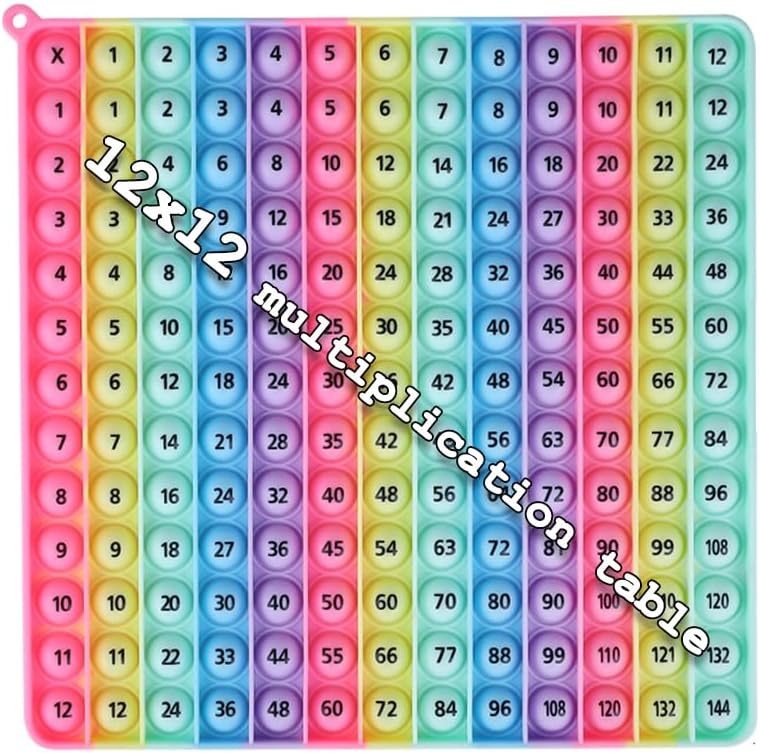 12x12 Multiplication Table Game Pop Fidget Toy, Educational Flash Cards, Times Table Chart, Math Game Board, Multiplication Flashcards – Early Learning Tool for Kids