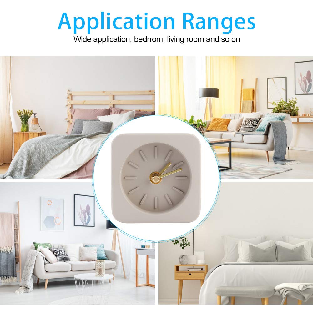 Qcwwy GEEKCOOK Simple Square Cement Desk Clock for Office Home Living Room Decor - and Unpretentious - Ideal for Nordic and Minimalist (Sandstone Brown), Qcwwyi1szgq4cbf-12