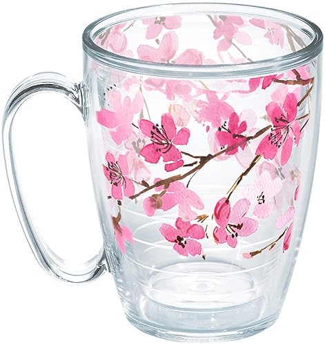 Tervis Sakura Japanese Cherry Blossom Made in USA Double Walled Insulated Tumbler Cup Keeps Drinks Cold & Hot, 16oz Mug, Classic - Unlidded - Classic - Unlidded - 16oz Mug