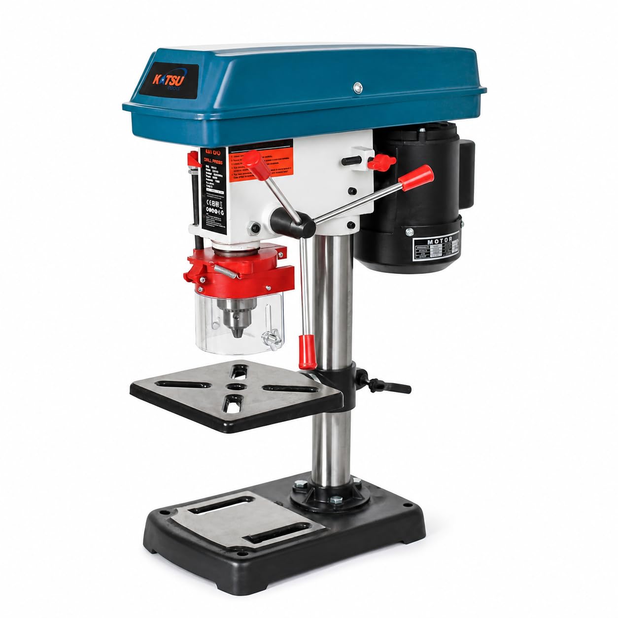 KATSU Tools Taladro de columna de banco 250 W + mandril 13 mm + interruptor electrónico de 5 vel. + profundidad de perforación 50 mm + 2620 rpm