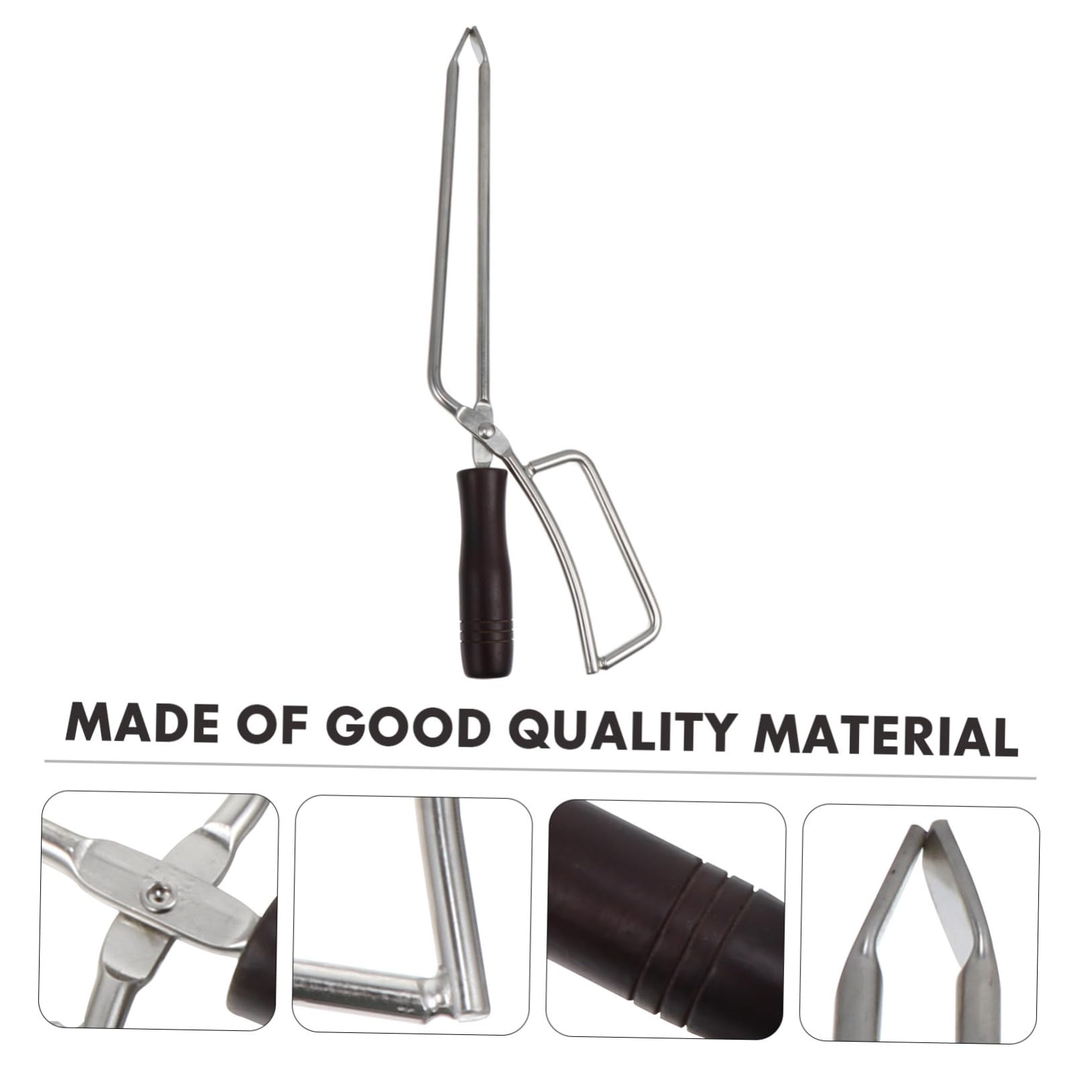Pinza Inox Lunga Acciaio Barbecue in Legno Manico | Vacanze Estive, Accessori per Barbecue e Utensili per Barbecue, Pinza Robusta per Legna da Ardere
