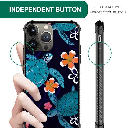 Miniatura 2 de Funda compatible con iPhone 13 Pro, diseño de tortuga y flores, a prueba de golpes, antiarañazos, carcasa trasera de policarbonato duro para iPhone