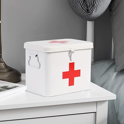 Miniatura 4 de Kit de primeros auxilios, contenedor de suministros de medicamentos de primeros auxilios, lata de almacenamiento de medicamentos de metal de 2