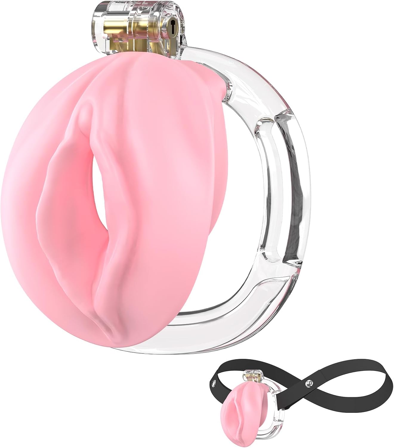 Male Chastity Cage 3D Printed Sissy Cage Cock Cage with Soft TPE Bondage Gear & Accessories Adult Sex Toys Slave Tool Chastity Devices (Pink)…