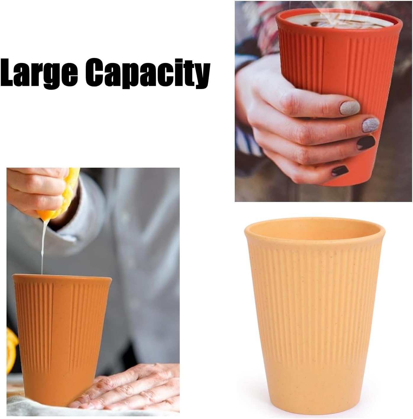 Wheat Straw Cup Unbreakable and Reusable Drinking Cups Eco-Friendly Healthy Tumbler Set for Milk Juice and Water Dishwasher Safe (8 Pcs 12OZ) - Image 6