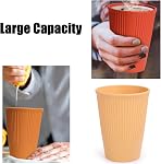 Wheat Straw Cups 8 Pcs 12 Oz Striped Drinking Cup Tumbler Set | Unbreakable Lightweight Dishwasher & Microwave Safe Eco-Friendly Dairy Use Cup for Milk Juice Water Bathroom Outdoor Camping