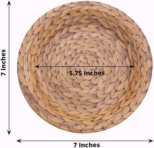 Miniatura 3 de Efavormart - Paquete de 25 platos de papel natural para aperitivos de postres con estampado de ratán tejido, platos de ensalada desechables redondos