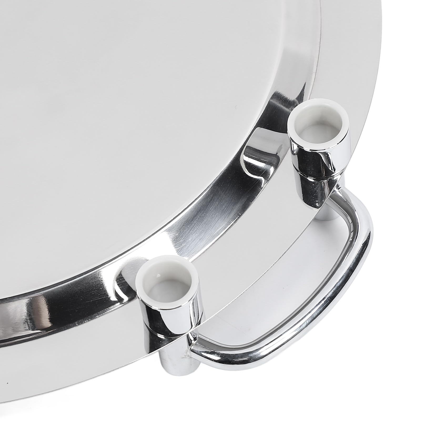 Vassoio da portata rotondo in acciaio inox con manico, 39,9 cm, finitura a specchio, per banchetti di hotel e ristoranti, elegante piatto da portata durevole ed elegante forniture per catering