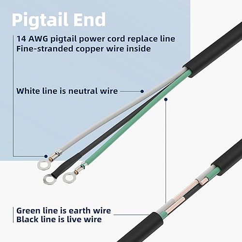 Miniatura 4 de 95104L - Cable de repuesto compatible con sierra SKILSAW SPT77WM SPT78W, cable de alimentación de sierra circular M77 77 partes, calibre pesado para
