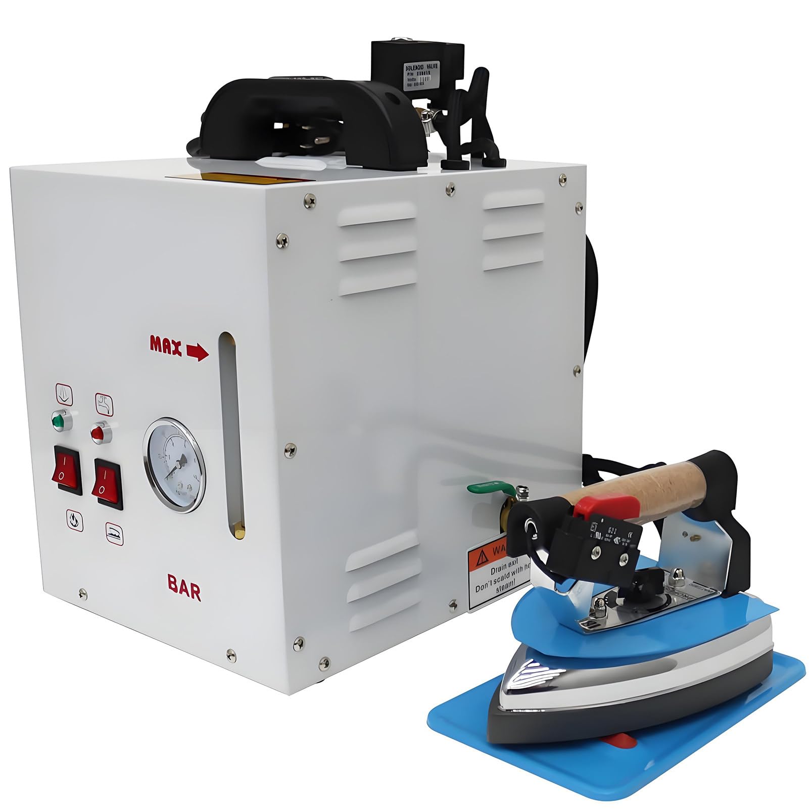 FHRKA Commercial Steam Iron,2400W Industrial Steam Ironing Station,With Pressure Gauge, Electric Iron with Boiler for Clothing Stores
