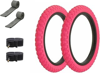 ALTALINE Bicycle 16" x 2.125" All Pink 2 Tires W/Tubes & Rims Strips AL-1143 Comp III Style | (Two Tire) + (Two Standard Tube) + (Two Rim Strip)