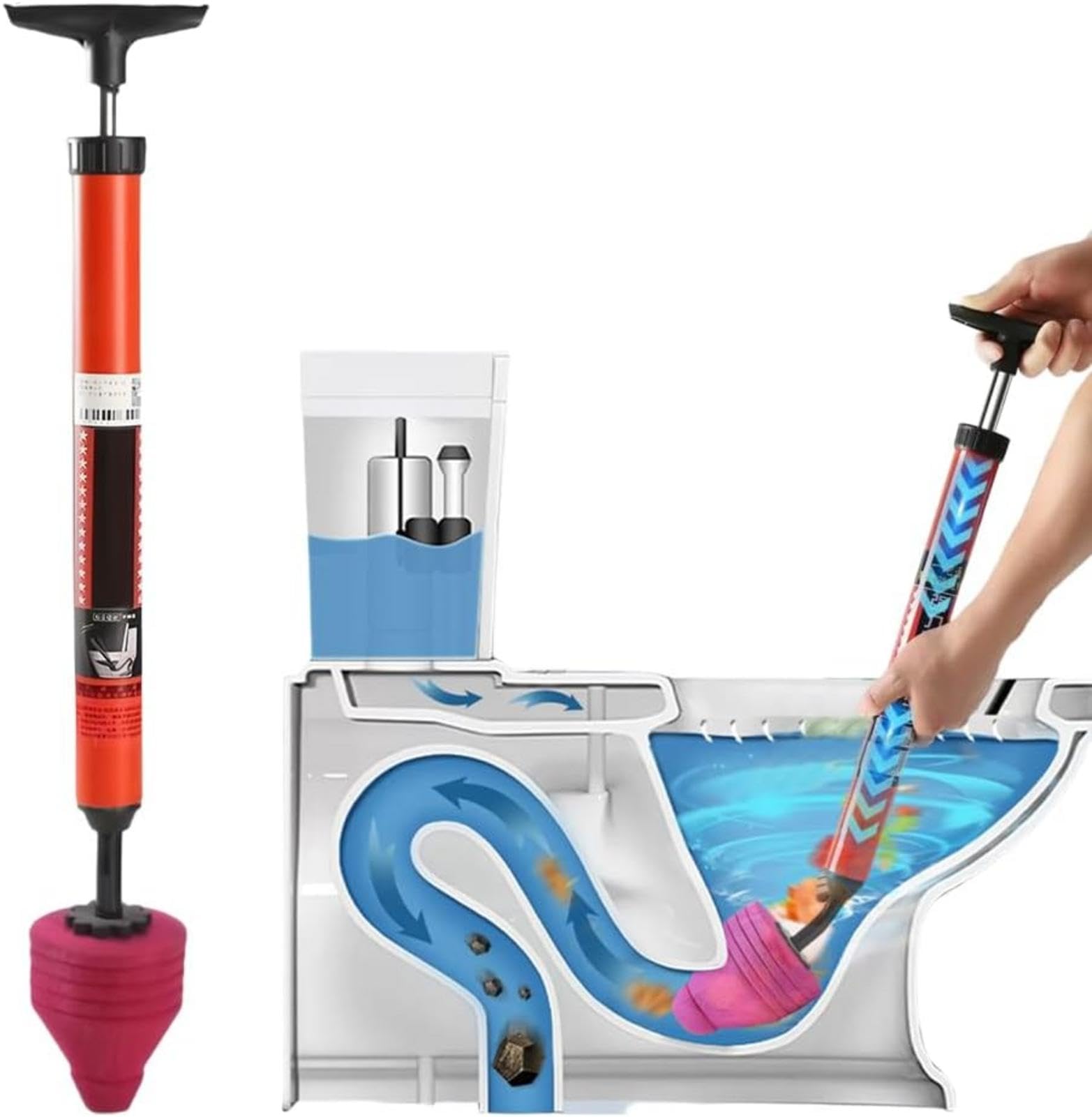 Desatascador para Inodoro | Nuevo desatascador de Inodoro 2025 | Desatascadores de Inodoro mejorados con Mango ergonómico | Herramienta de plomería para desatascar inodoros y fregaderos
