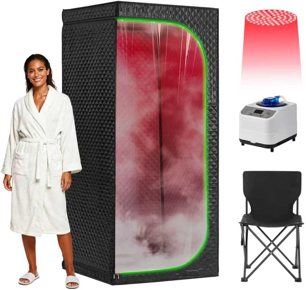 Portable Steam Sauna Tent for Home, Personal Sauna Room with 1000W Steamer, 60 Minute Timer