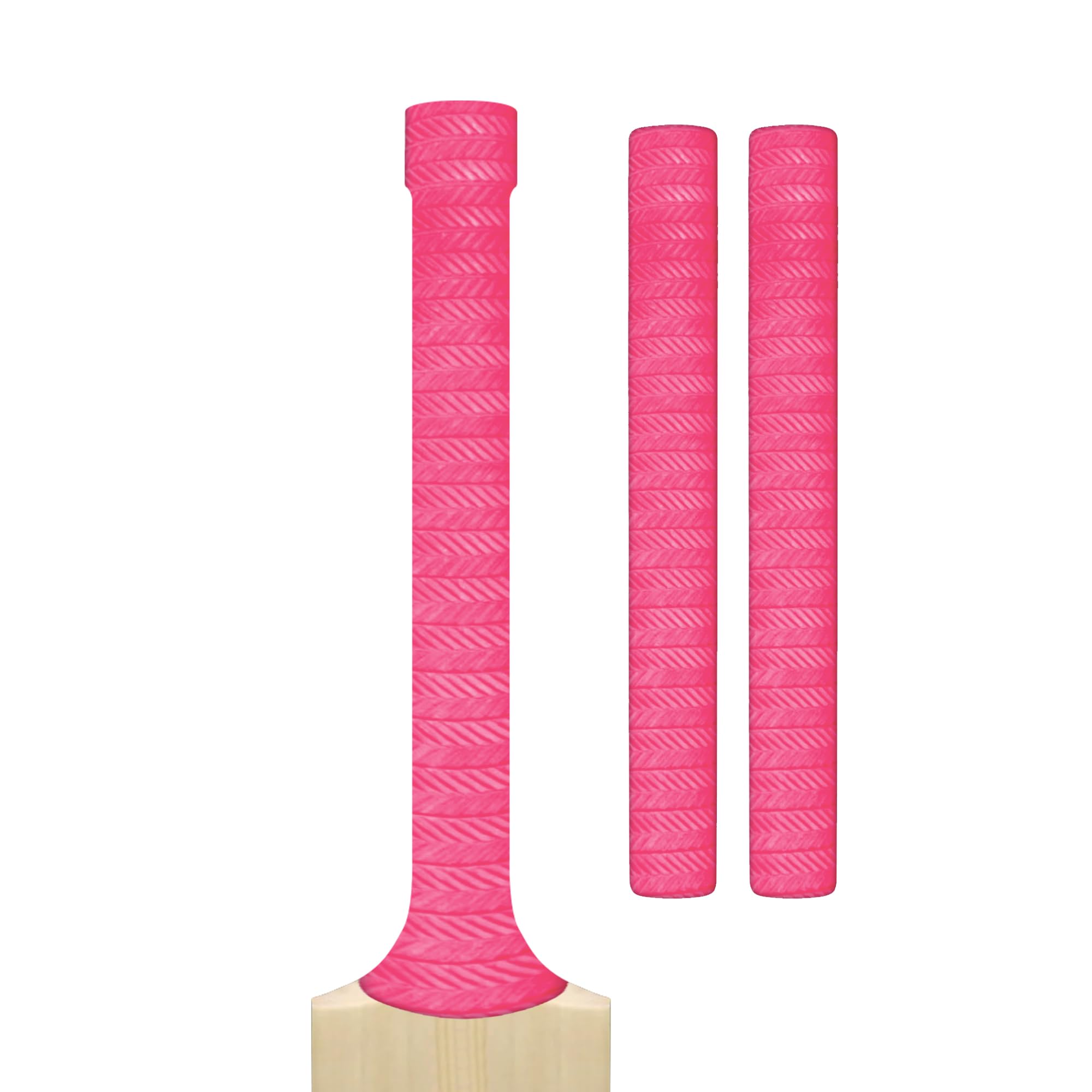 Cricket Bat Grips – Premium Rubber Cricket Bat Grip Tape for Maximum Hold & Shock Absorption | 4 Styles | Multi-Color | Pack of 2| Durable Bat Grips Cricket (2, Pink, Grooved)