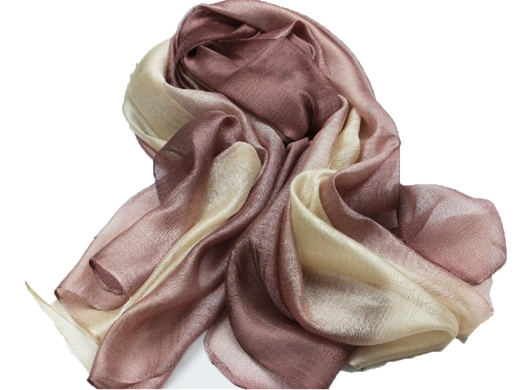 Qikegooods Women's Khaki Cotton Silk Scarves For Gradient Color Long Shawl Wrap Neck Scarves Soft Scarf Shawl Wrap Stole Scarf