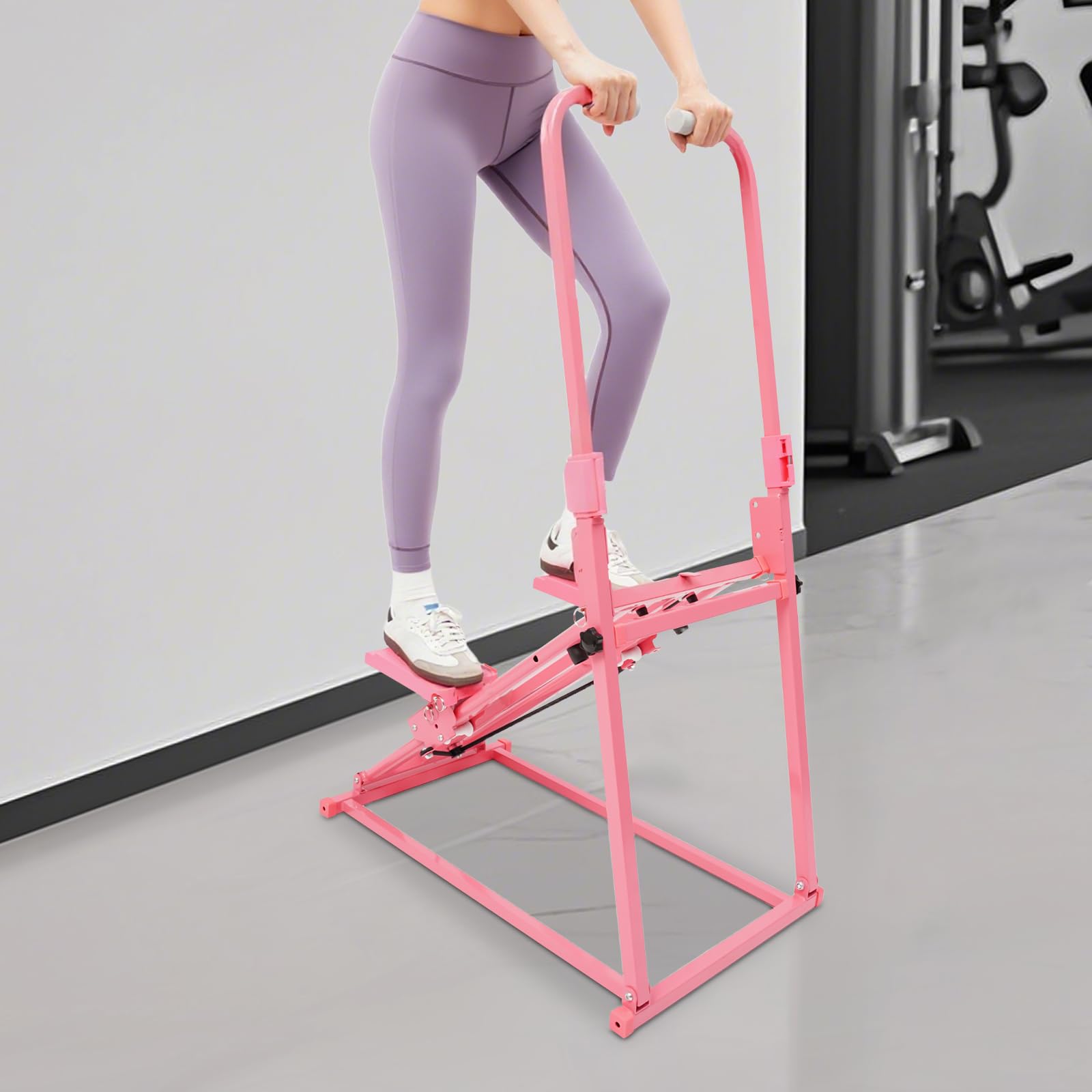 Stepper orbitrek do ćwiczeń cardio, regulowana kierownica i pedały, urządzenie fitness do ćwiczeń w domu, na siłownię, 100 kg, różowy