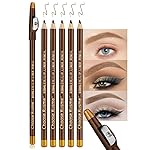 FeiCuiYun 5Pcs Wooden Hard-Core Eyebrow Pencils for Women, Light Brown Eyebrow and Eyeliner Pencil, Long Lasting Waterproof and Sweat-Proof, Beginner Makeup Brow Pencil, Create a Natural Eye Brow