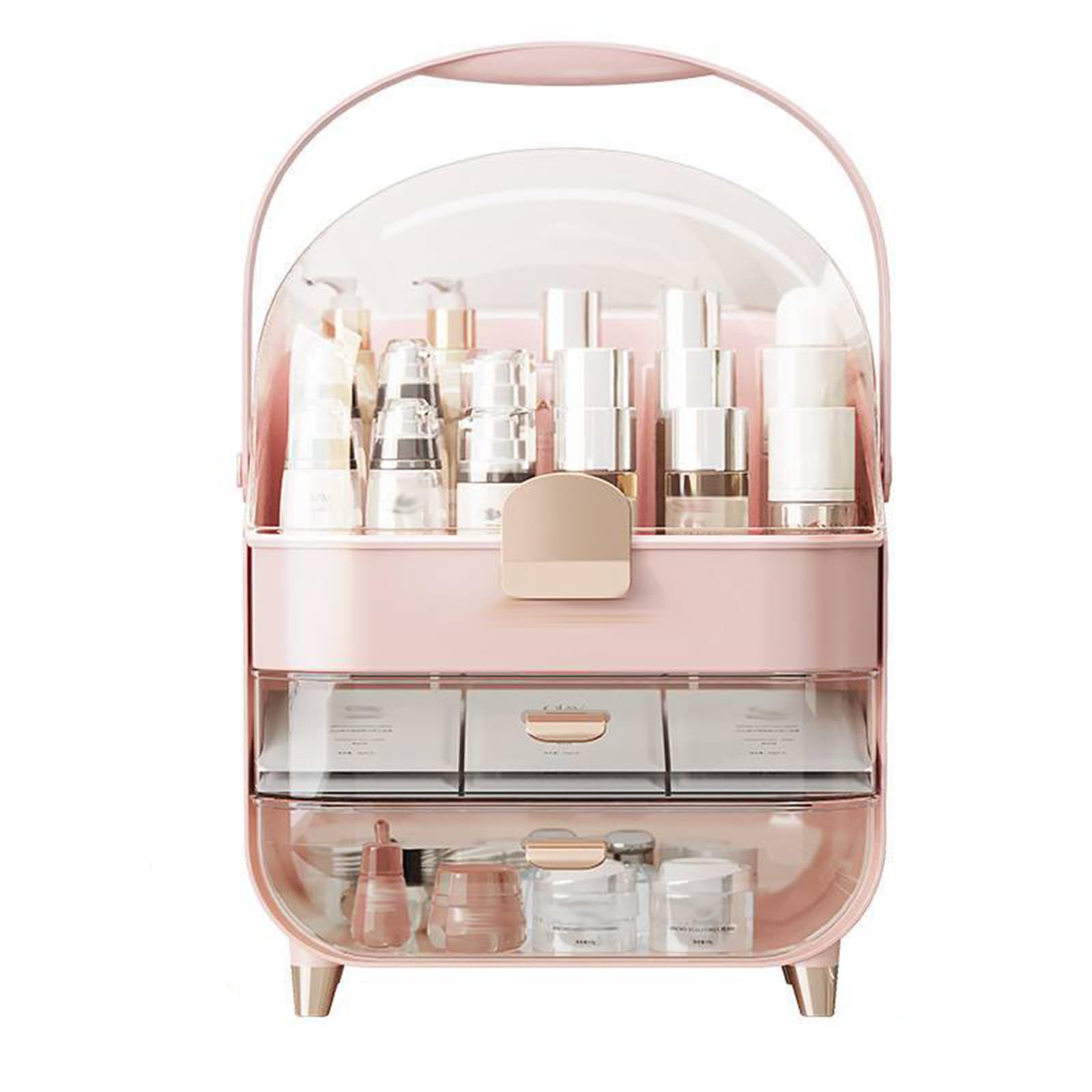 Organizador de maquillaje verde, organizador de tocador con,Rosa