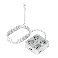 TESSAN Ciabatta Multipresa con USB C, Multipresa Elettrica con 4 Spina Schuko e 4 Bivalenti 10A/16A