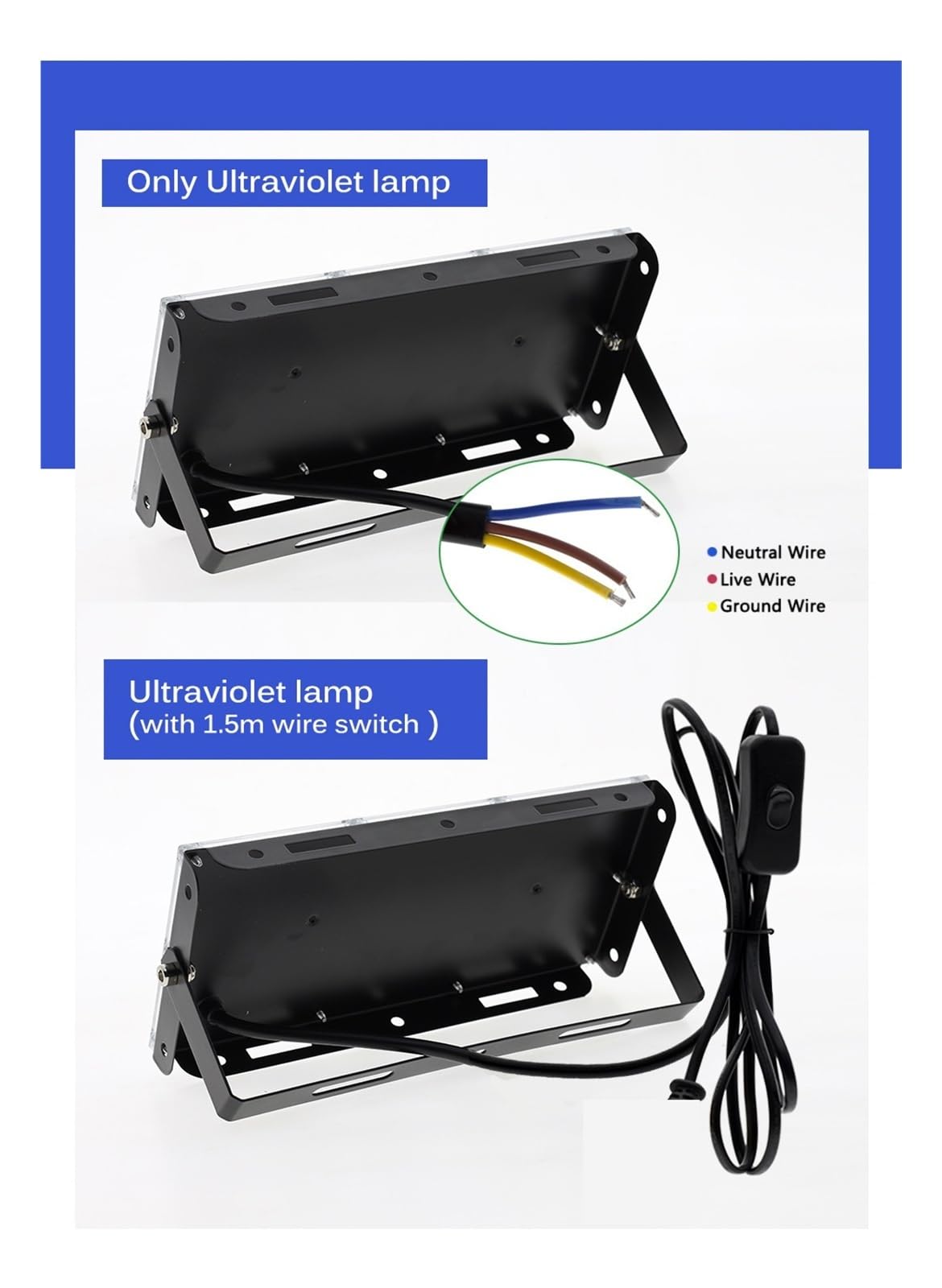 1 reflector LED UV de 50-300 W, 395 nm, 365 nm, resistente al agua, for discotecas, fiestas, escenarios, luz negra. Resina fotosensible solidificada(Black_100W)