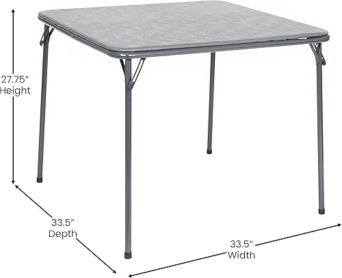 Miniatura 7 de HBCY Creations Juego de mesa y silla plegables comerciales de 5 piezas, mesa de vinilo gris, marcos de metal gris, asientos para 4