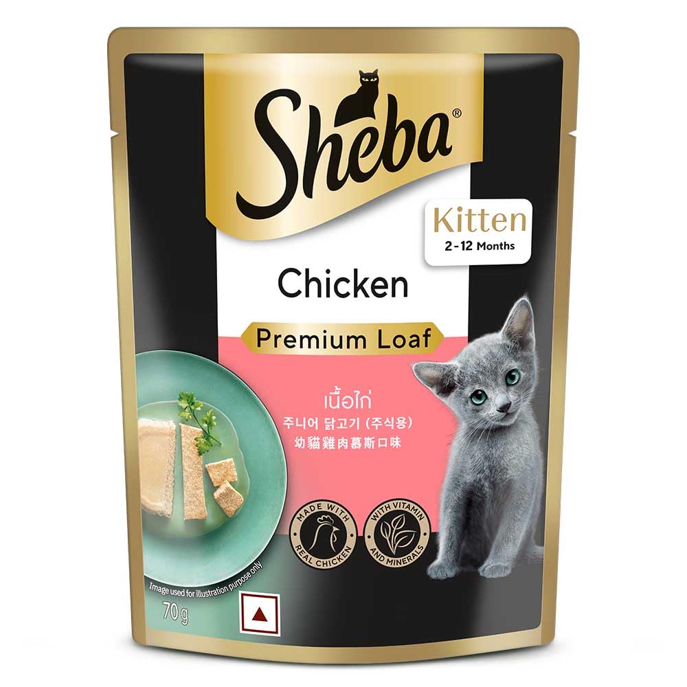 Fine Premium Kitten (2-12 months) Wet Cat Food, Chicken Premium Loaf, 70 g Pouch, High-moisture gravy kitten cat food for healthy hydration