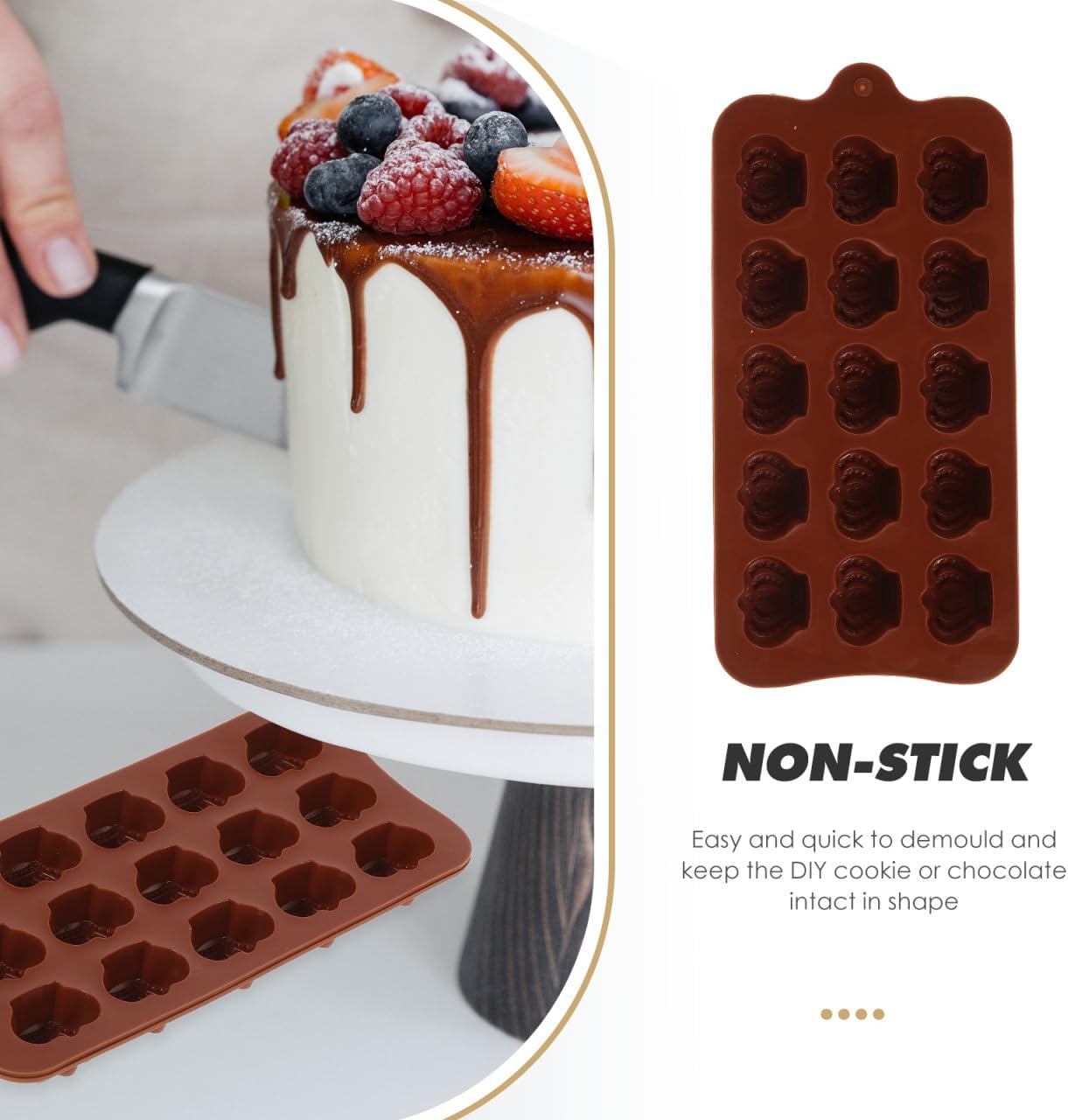 TOYANDONA 2PCS Crown Tiara Chocolate Molds - Silicone Baking Gadgets Tools Non-stick Fondant Molds for Candy Jelly Cake Biscuit Making, Easy Demoulding image 5
