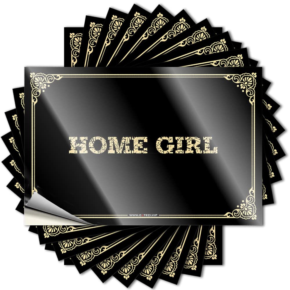 Bar Accessories Man Cave Golden Tattoos - Home Girl Removable Decal Hat Easy Peel for Car(12X18CM)
