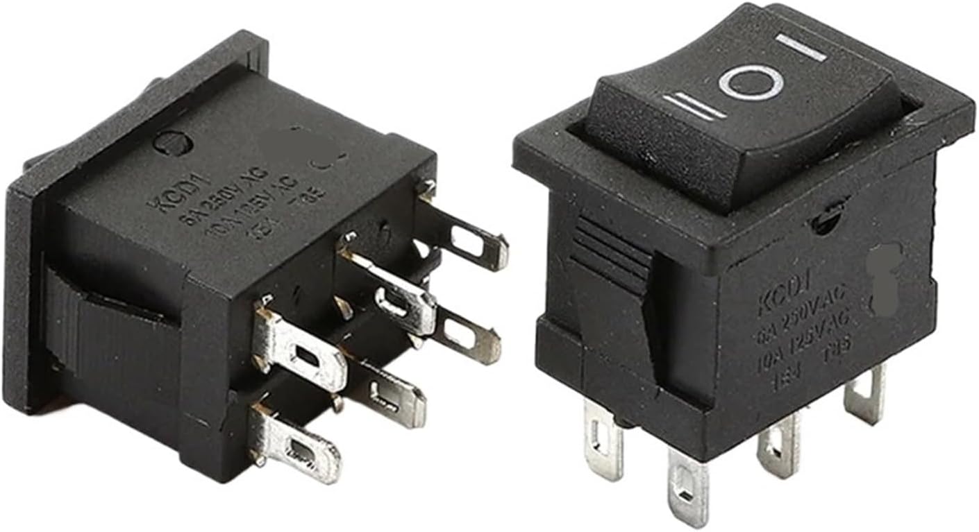 5pcs Button Switch 15mm*21mm 6pin 6A 250V 10A 125V On/Off/On Rocker 15X21mm(5PCS ON-Off)