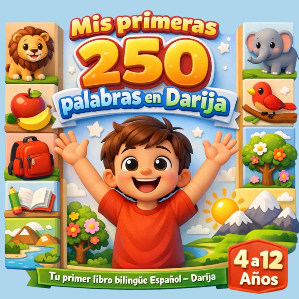 Mis primeras 250 palabras en Darija: Aprende darija – Diccionario ilustrado bilingüe español–darija con 250 palabras esenciales para niños.