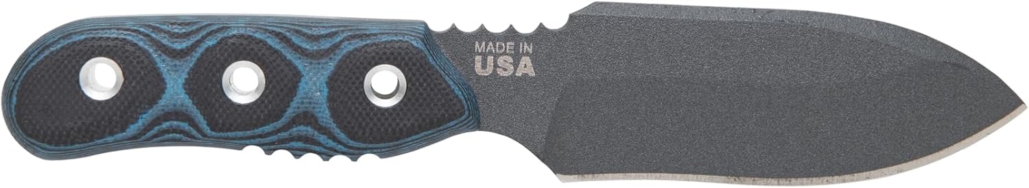 Tops Knives Baghdad Bullet Full Tang Fixed Blade- Tactical Gray Blade Finish- Black Kydex Sheath w/Multi-Position Spring Steel Clip (Blue/Black G10 Handle)