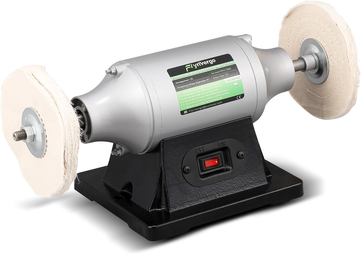 POWERTEC BF600 Bench Buffer Polisher, 6 Inch Buffing