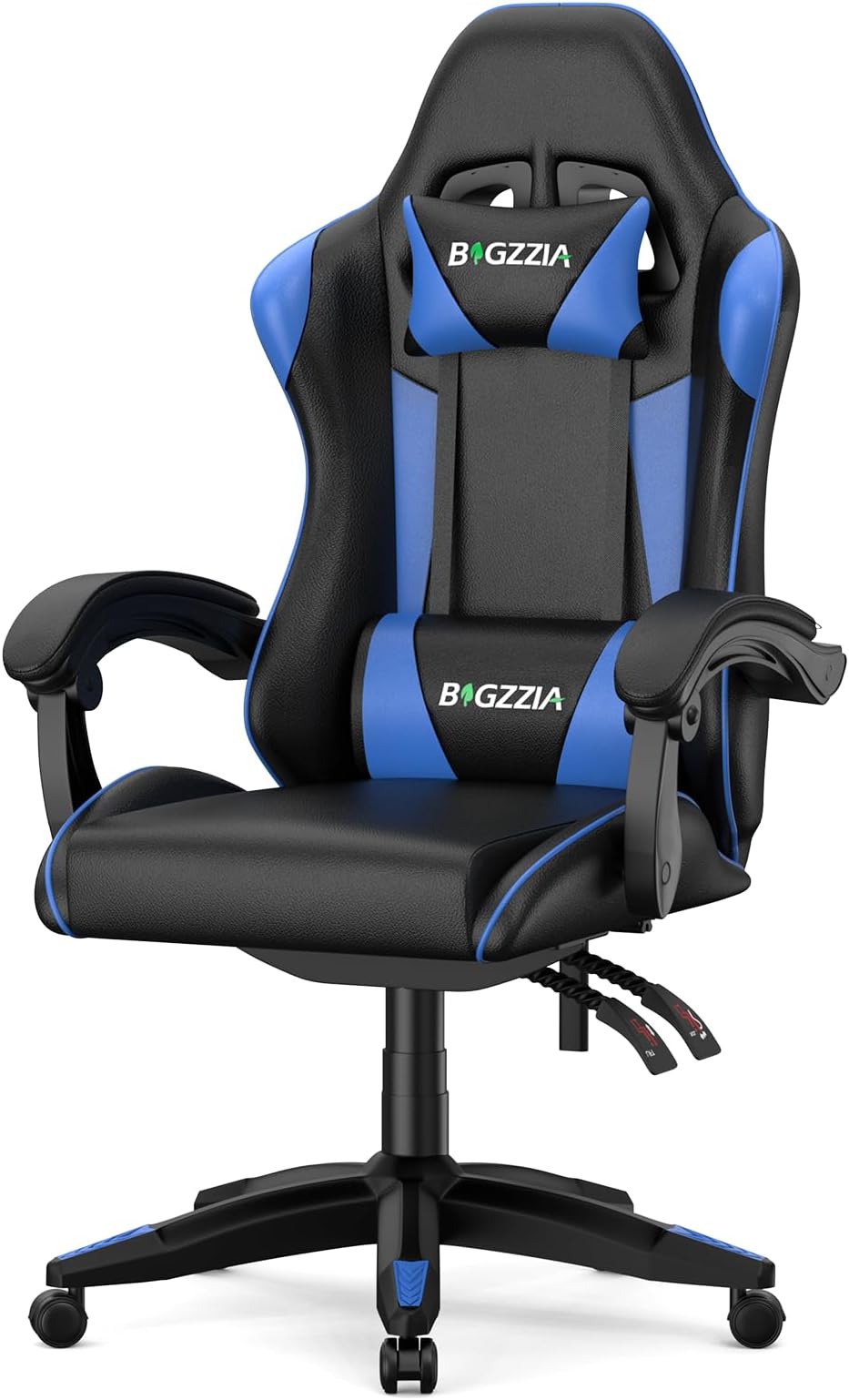 Bigzzia Gaming Chair, Ergonomic Video Game Chairs with Pillow and Lumbar Support, Racing Style Height Adjustable Computer Chair with 360°-Swivel Seat for Adults and Kids(Blue)