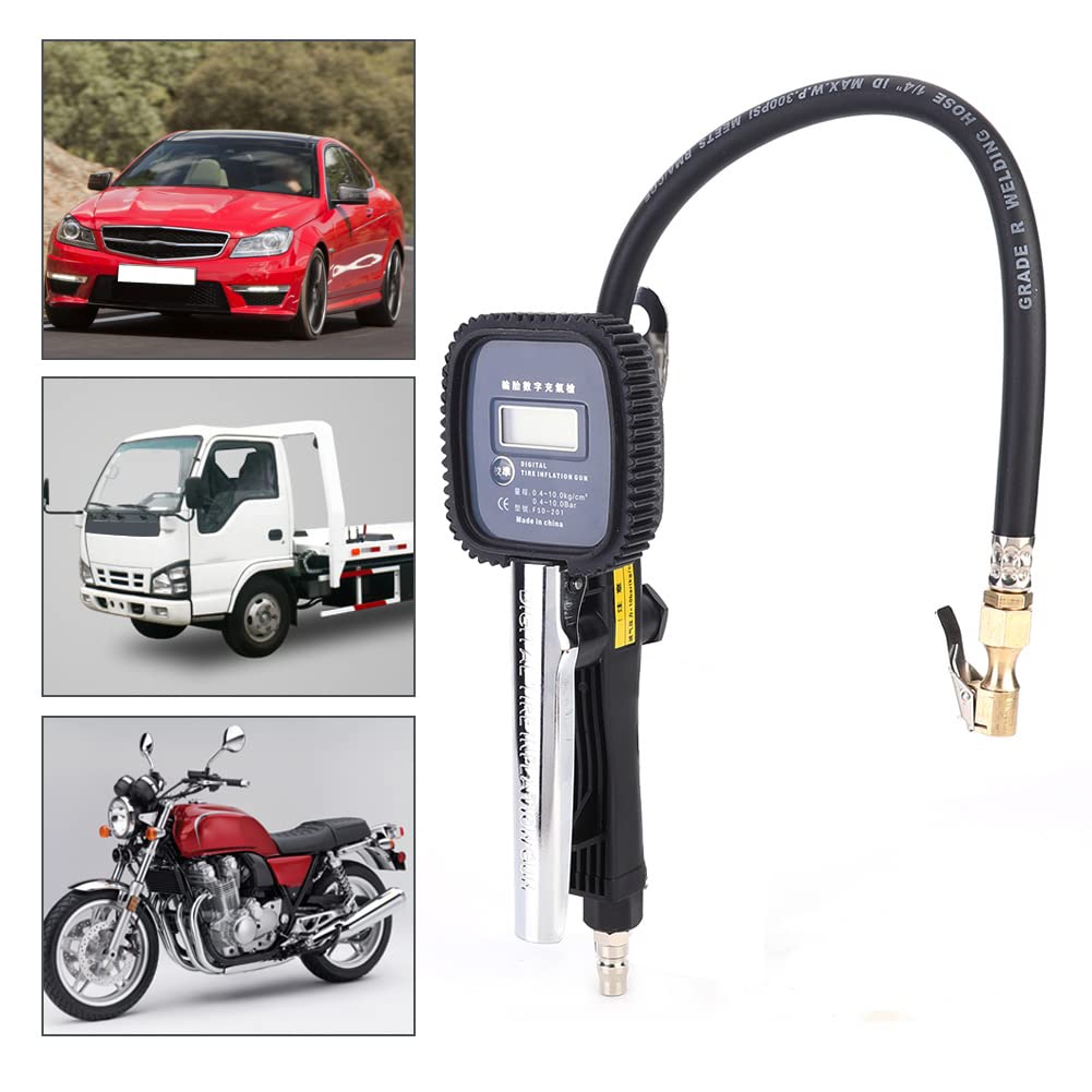 Digital Tire Pressure Gauge with AutoOn LCD Display – Inflator Deflator Tool for Cars Motorcycles SUVs – 5–145 PSI