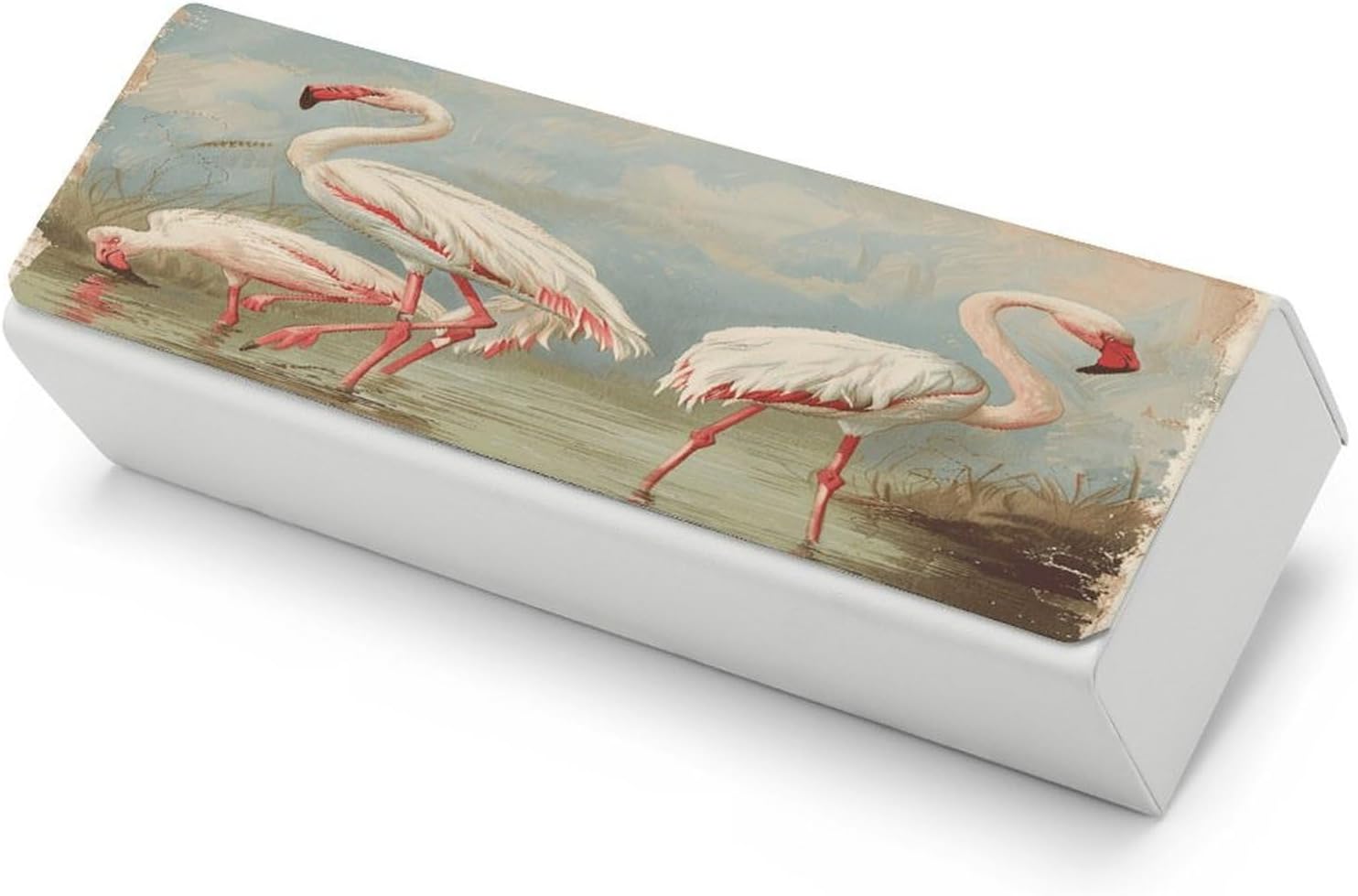 Flamingo in Water Glasses Cases with Magnetic Closure&Cleaning Cloth Hard Shell Eyeglasses Case Leather Eyeglass Cases Exquisite Sunglasses Case Ultra-Light Eyeglass Box