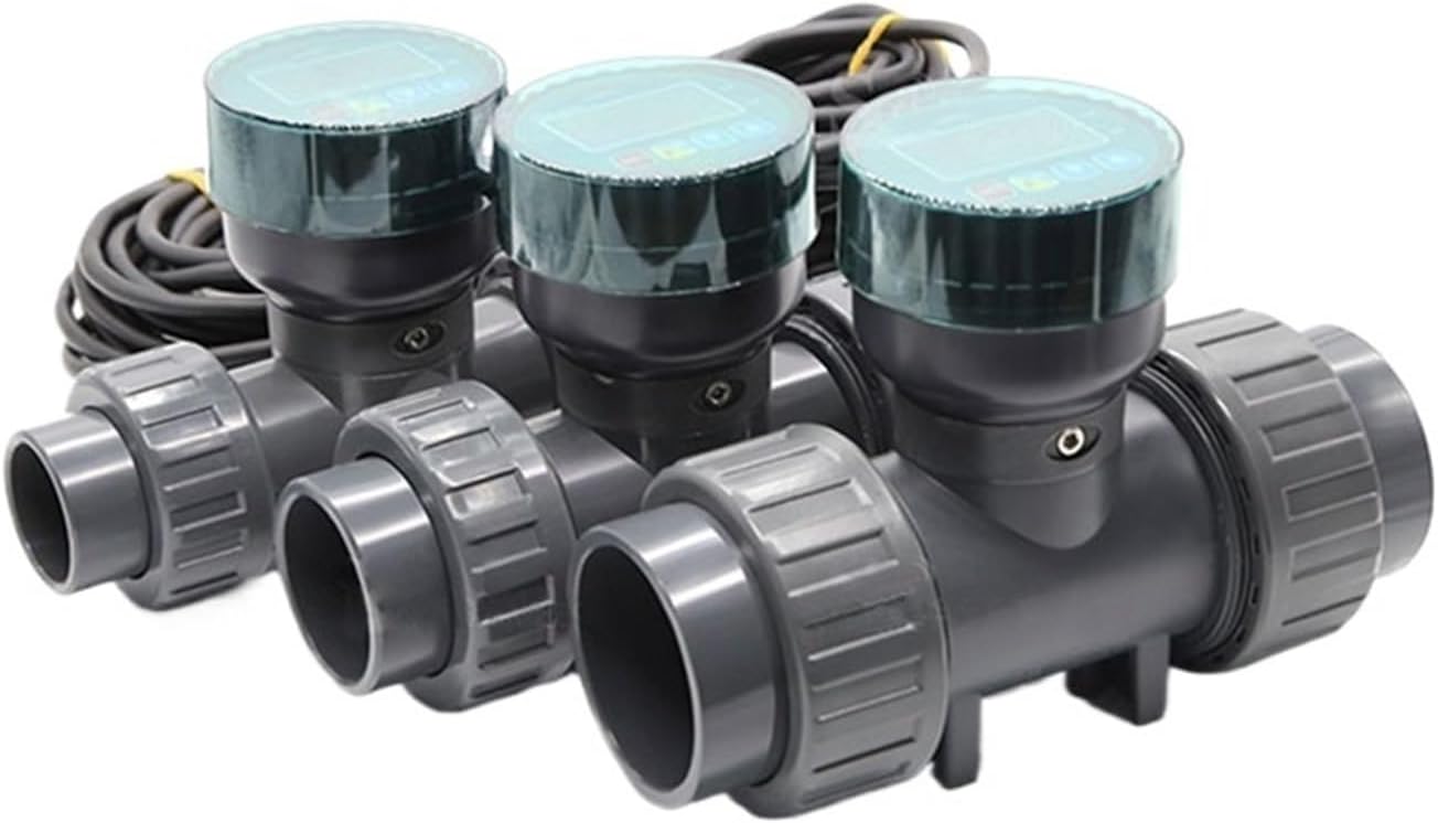 1Pcs RS485 Digital Display Flow Meter High Precision Smart Electronic Flowmeter UPVC Flow Sensor Water for Farm/Garden Irrigation(DN25,LCD Version)