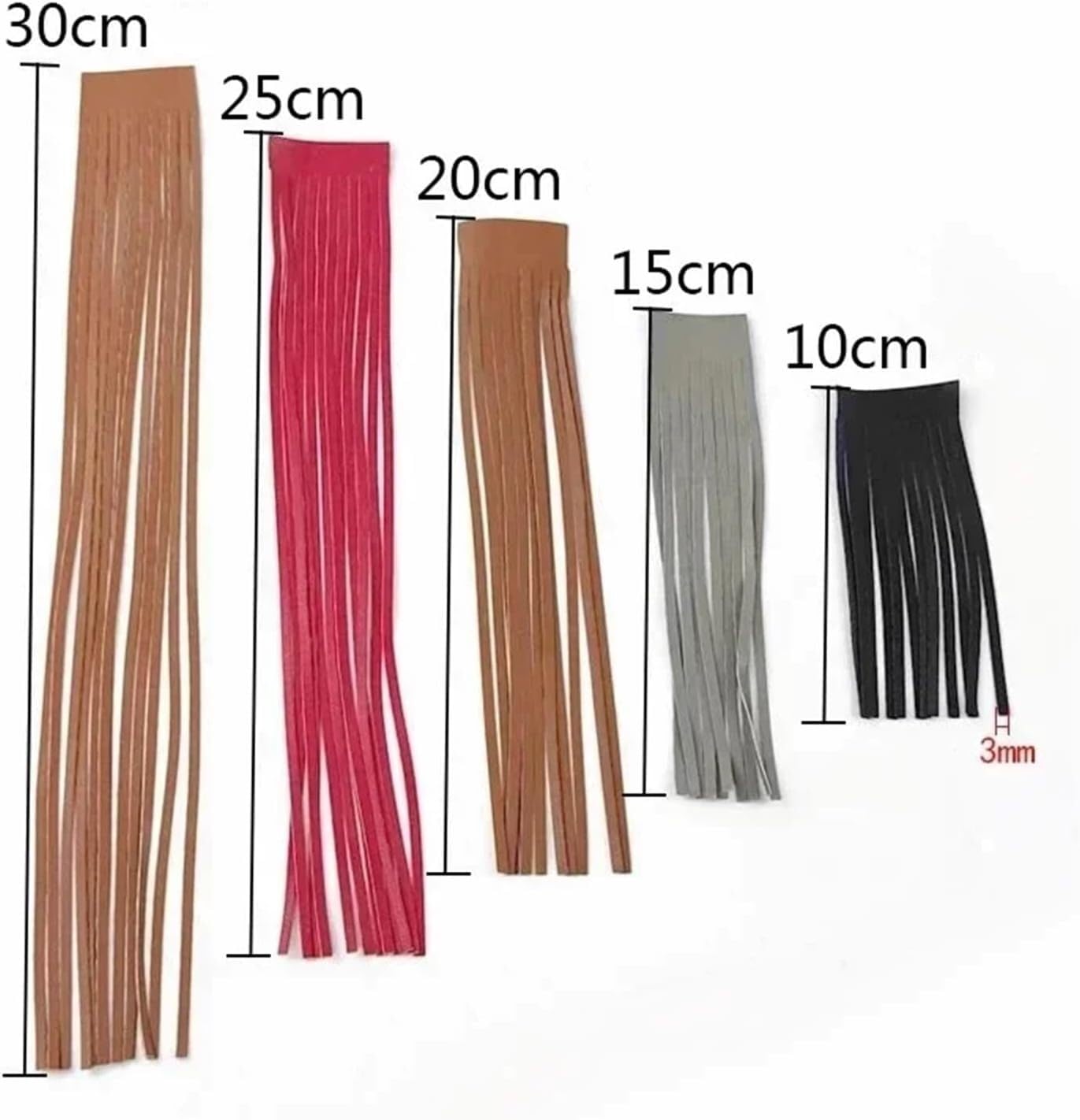 5 mètres de Garniture de Pompon en Cuir et Daim, adaptés aux Sacs et aux vêtements(TF005-RoseRed63,15cm)