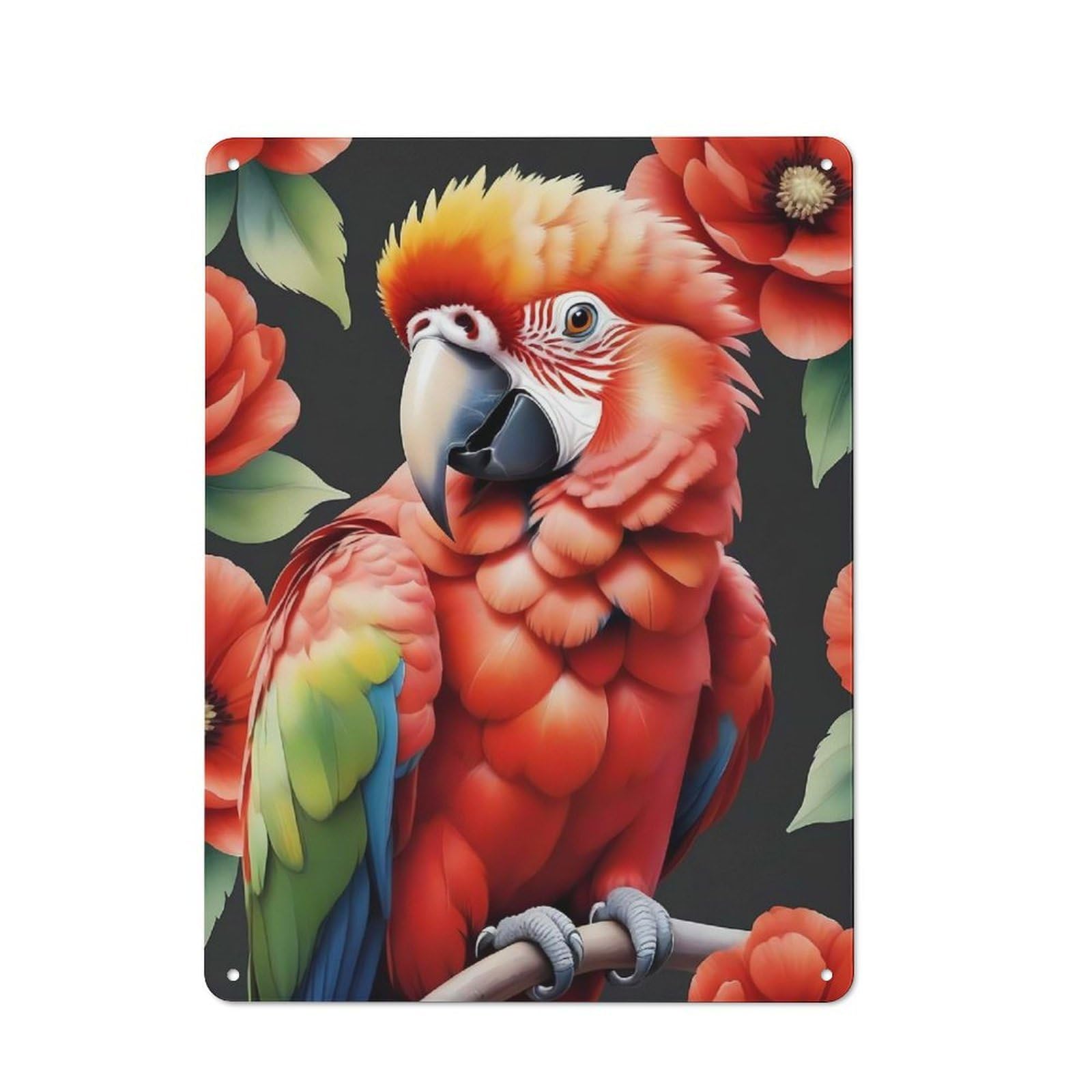 Junmoney Parrot Vintage-Inspired Tin Sign 40X30cm For Garage Or Workshop, For Vintage Wall Decor Fans, For Metal Sign Collectors