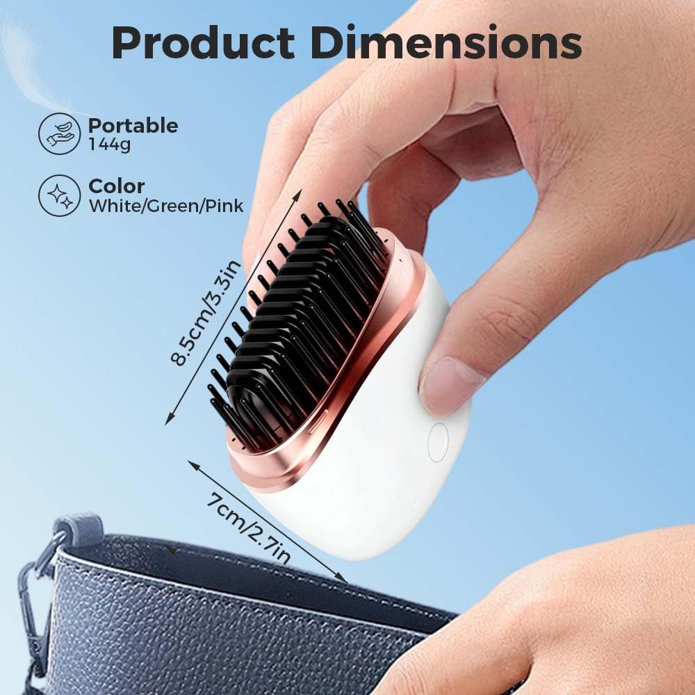 Mini Hair Straightener, 2 in 1Cordless Rechargeable Fast Heating Portable Hair Straightener Comb with Mirror & 3 Temp Settings & Anti-Scald Shell, Perfect for Travel Use (White) - Image 9