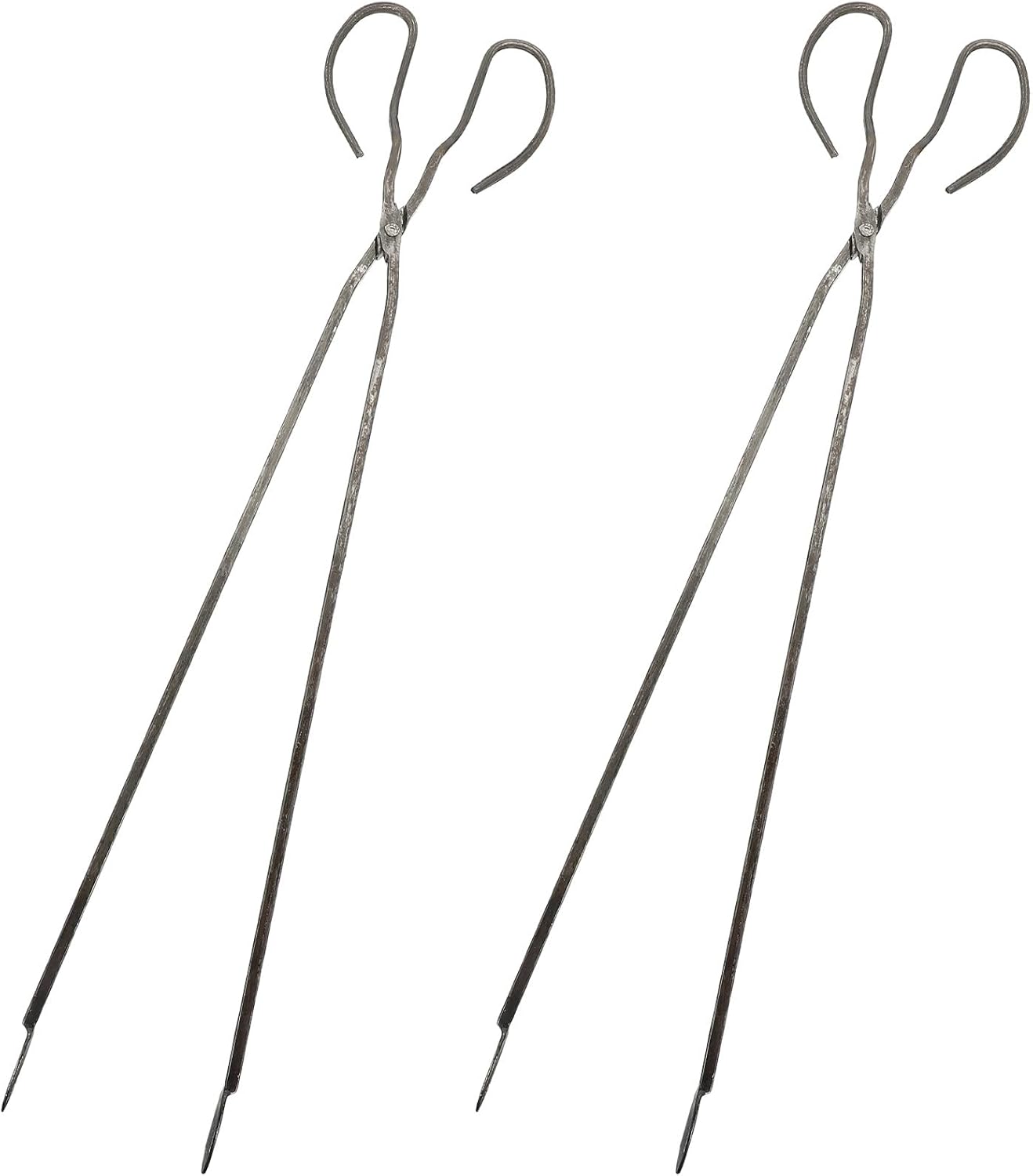 2Pcs Heavy Duty Firewood Tongs Charcoal Clip Garbage Pickup Clamp for Outdoor Barbecue Camping Fireplace Use Metal Trash Gripper