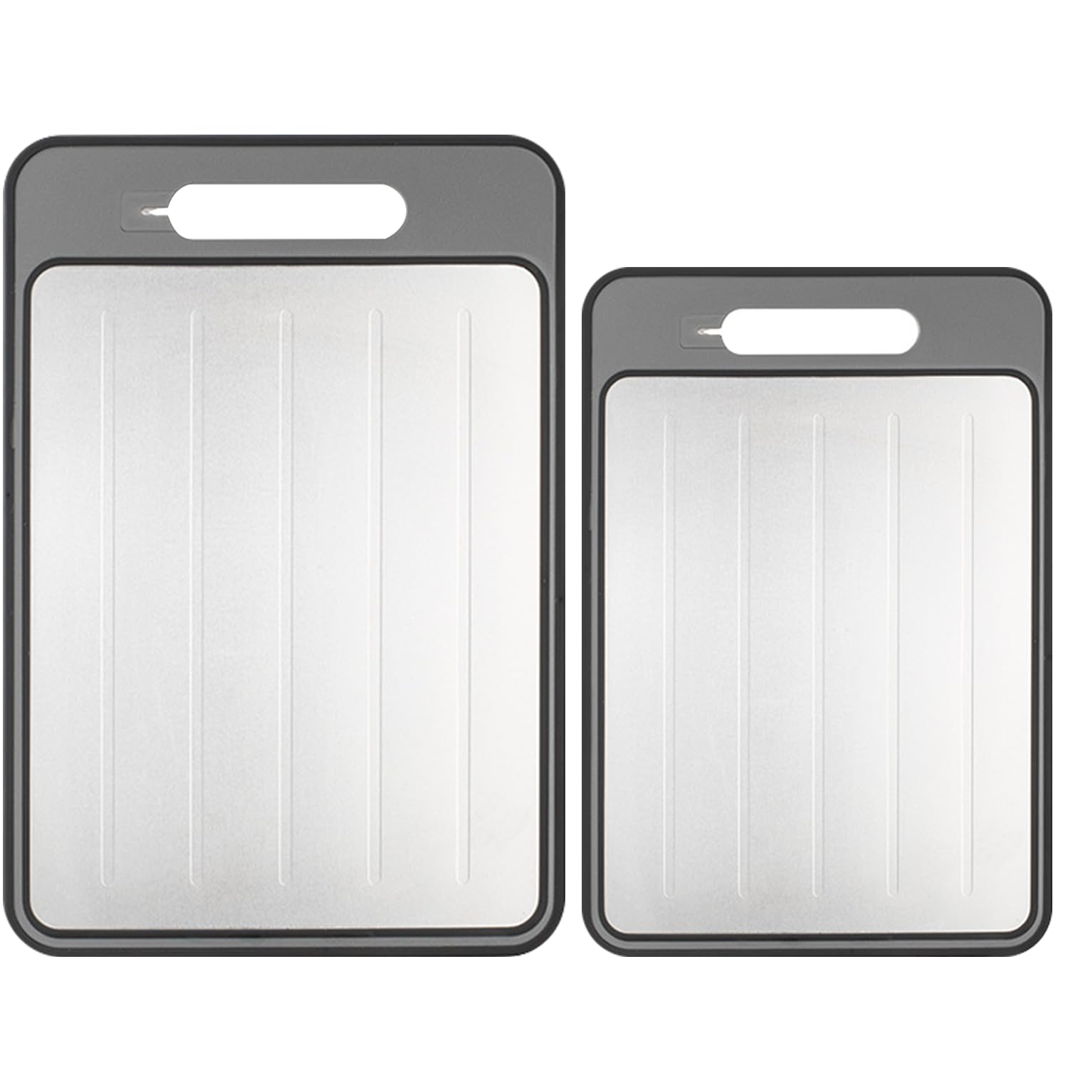 Tabla de cortar de doble cara, 2 tablas de verduras con piedra de afilar, tamaño grande + tamaño pequeño, acero inoxidable de grado alimenticio y material de polipropileno de paja de trigo, ecológica