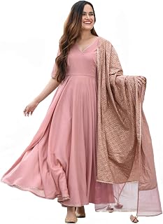 Women's Pure Cotton Anarkali Kurta, Palazzos and Dupatta